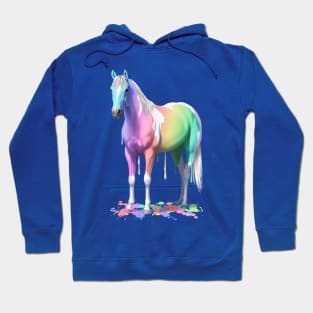 Pastel Rainbow Colors Wet Paint Pinto Horse Hoodie